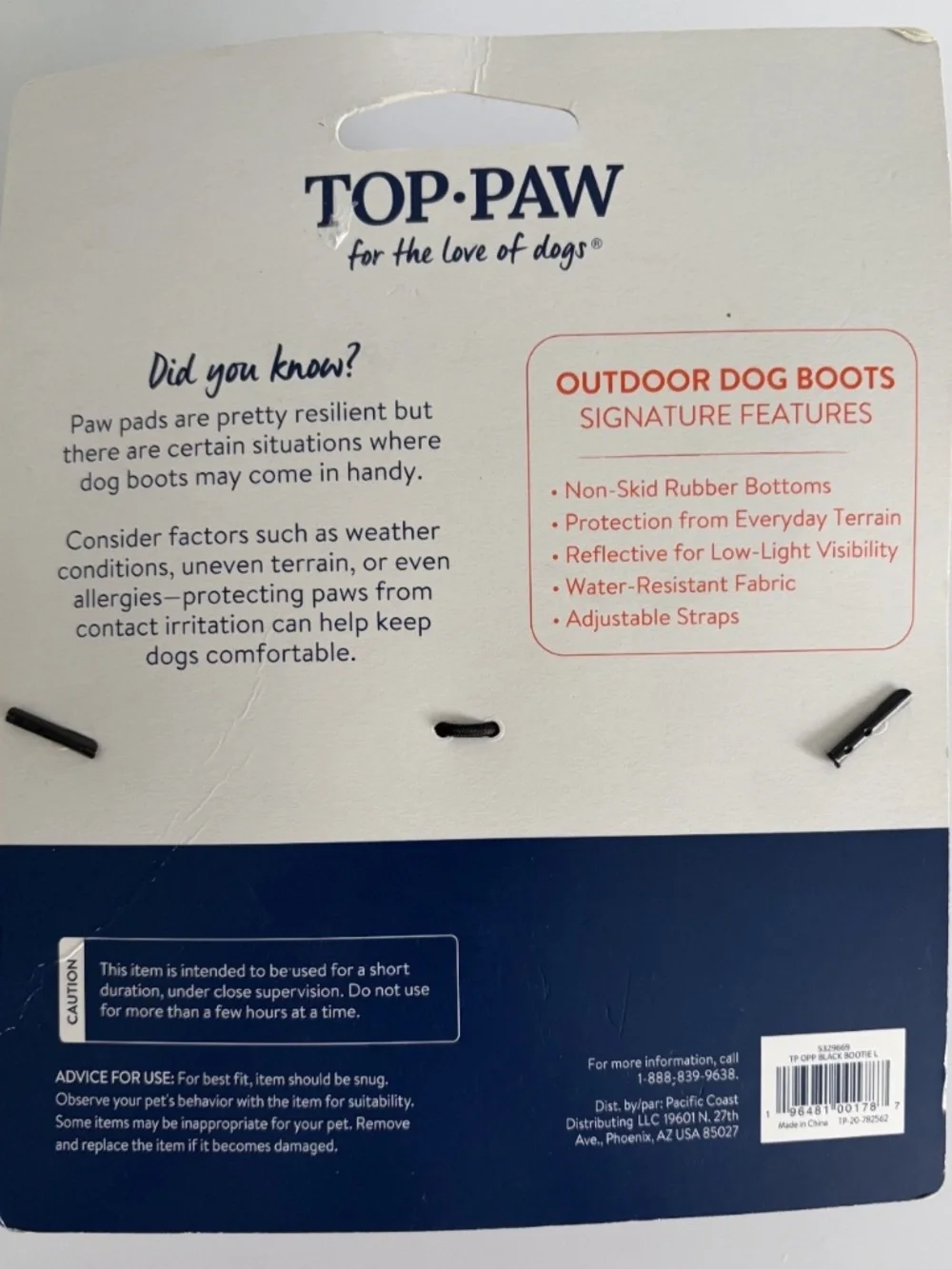 NWT Top Paw Dog Boots Large Black Reflective Water Resistant Outdoor Paw Protect
